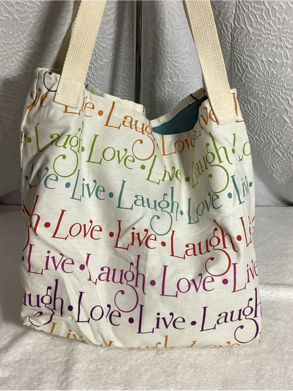 Live Laugh Love Cloth Canvas Shopper Tote “Life is Better in Flip Flops” NWOT - Picture 5 of 12